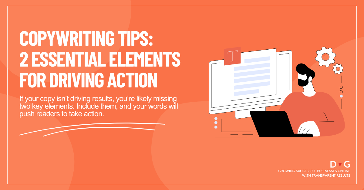 Copywriting tips banner showing the importance of Call to Action (CTA) and method as key elements for driving reader action.