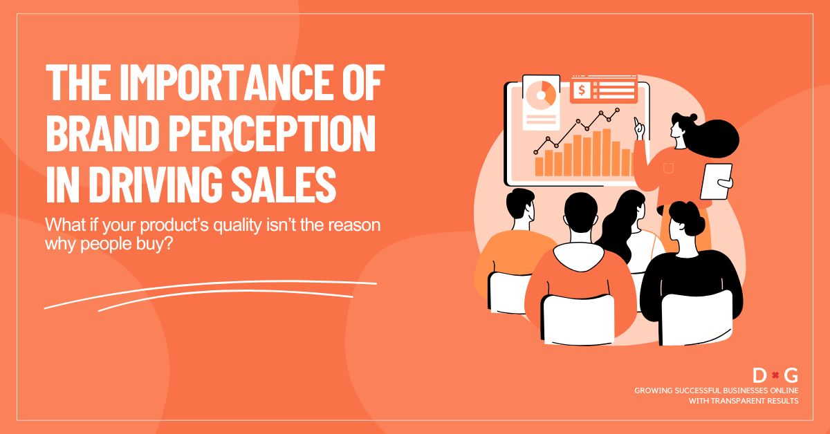 Illustration of a marketing team analysing brand performance charts to understand the impact of brand perception on driving sales.